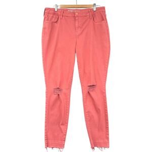 Old Navy Rockstar Pink Distressed‎ Frayed Hem Jeans Pants Womens Size 16